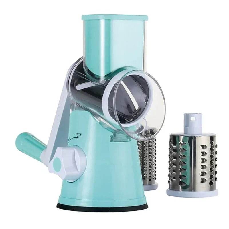 Sharp stainless steel blades inside vegetable cutter drum