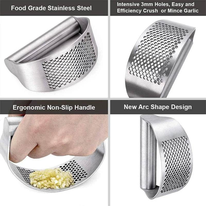 Manual garlic squeezer for fast cooking