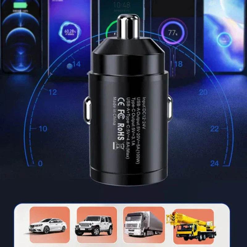 Multi Compatible 100W Fast Charging Car Charger - TRENSI