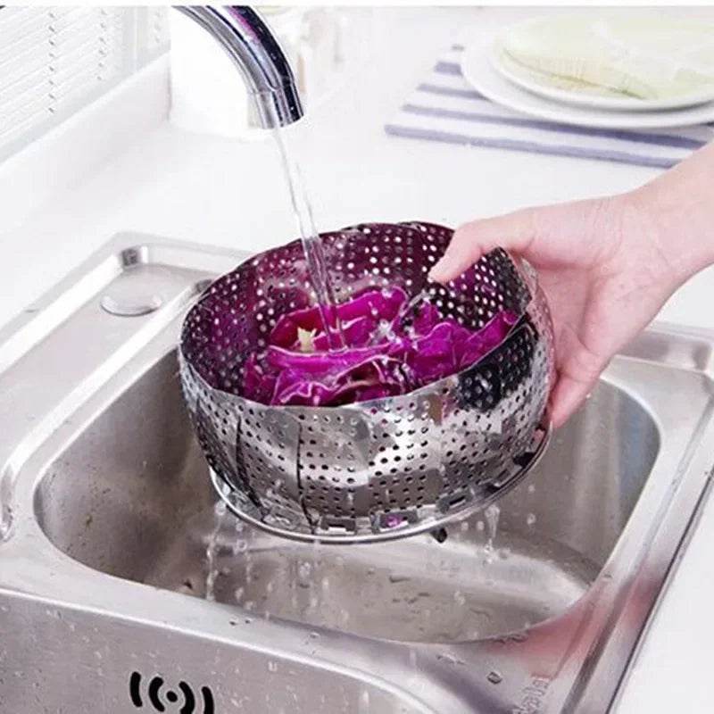 Compact folding steamer plate for healthy cooking at home
