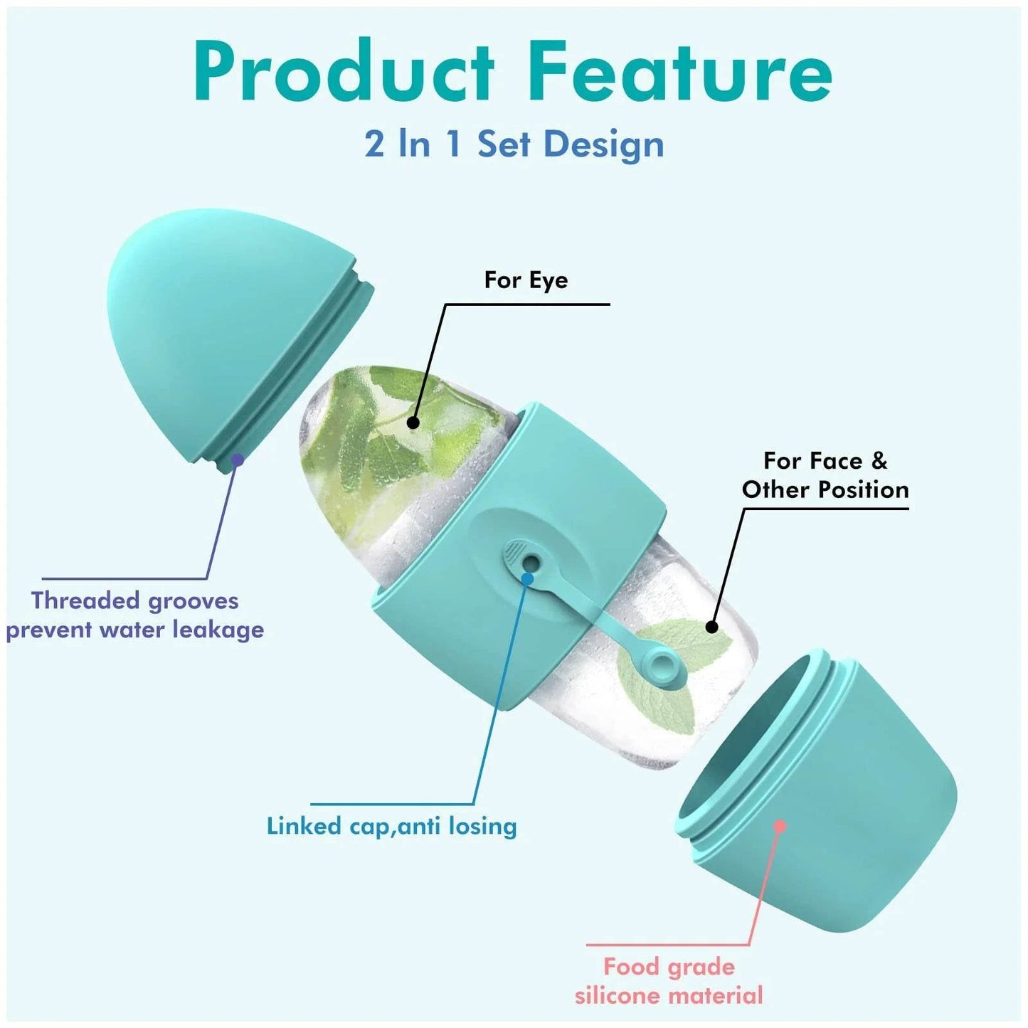 1PC Ice Face Roller Reusable Silicone Ice Mold Face Massage Eye TRENSI ™.