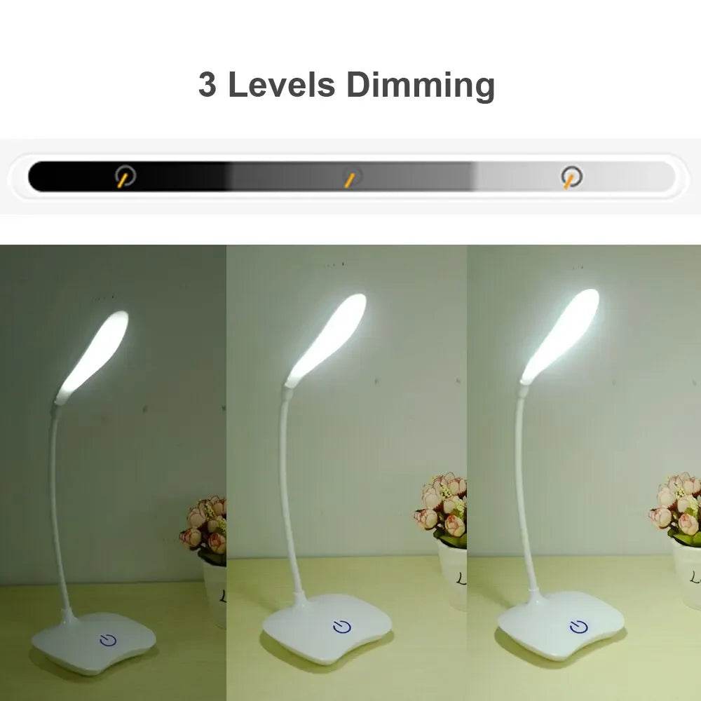 Dimmable study lamp with battery