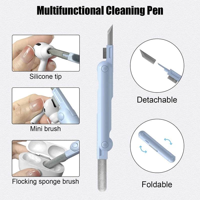 Portable gadget cleaning tool set with 7 different functions